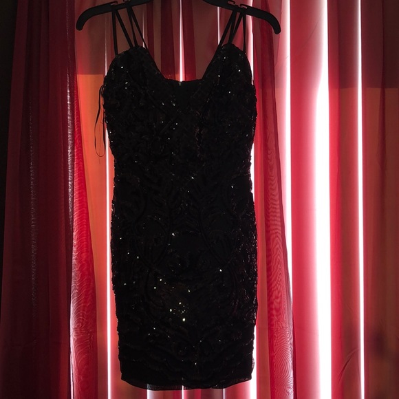 Black Sequin Dress - Picture 3 of 4